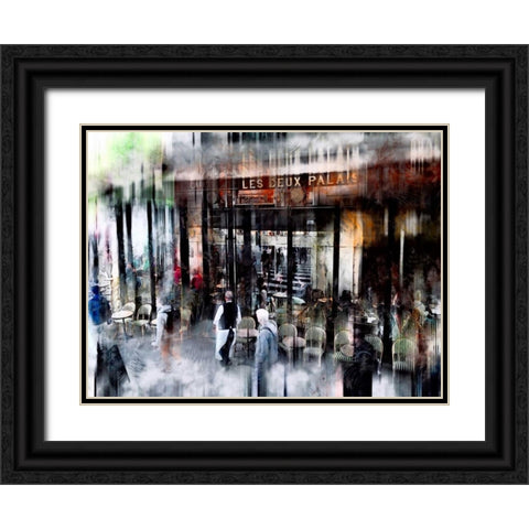 Busy Sidewalk Black Ornate Wood Framed Art Print with Double Matting by Rivera, John