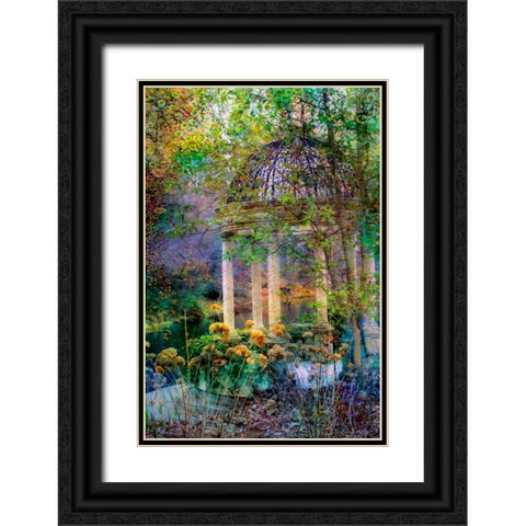 The Gazebo Black Ornate Wood Framed Art Print with Double Matting by Rivera, John