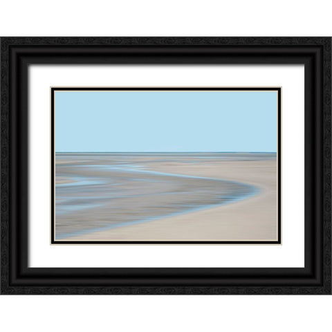 Blue and Beige Beach 1 Black Ornate Wood Framed Art Print with Double Matting by Ryan, Brooke T.