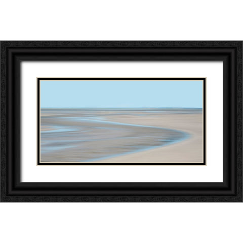 Blue and Beige Beach 2 Black Ornate Wood Framed Art Print with Double Matting by Ryan, Brooke T.