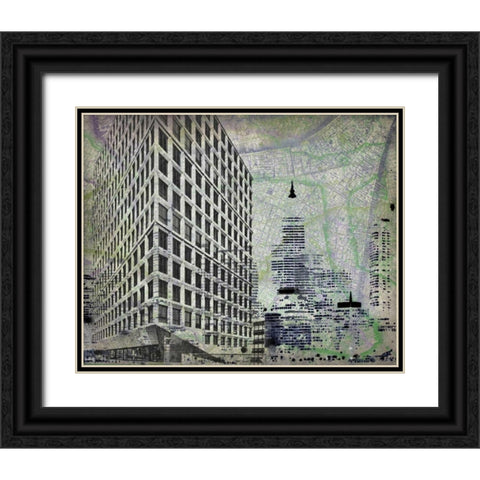 Cityscape I Black Ornate Wood Framed Art Print with Double Matting by Roberts, Art