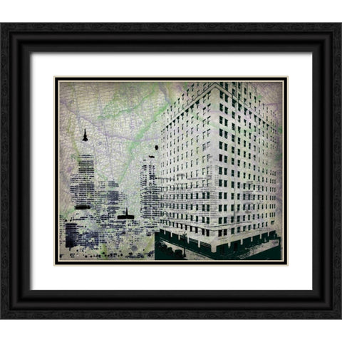 Cityscape II Black Ornate Wood Framed Art Print with Double Matting by Roberts, Art
