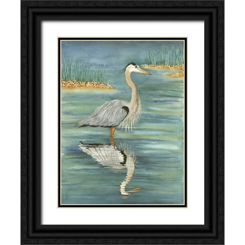 Blue Black Ornate Wood Framed Art Print with Double Matting by Reichow, Christine