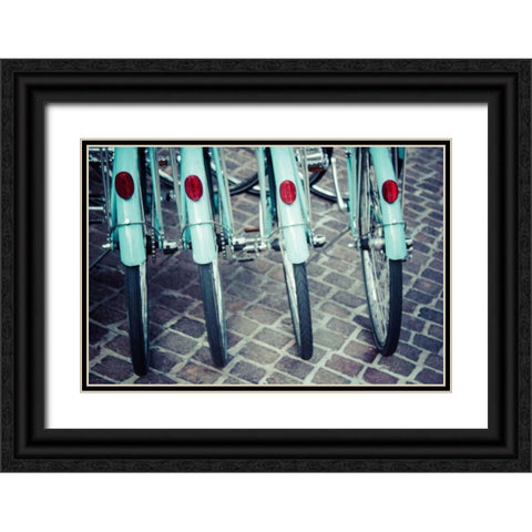 Bicycle Line Up 1 Black Ornate Wood Framed Art Print with Double Matting by Reiss, Jessica