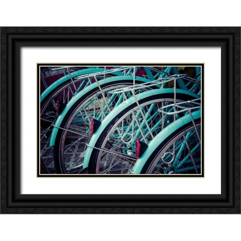 Bicycle Line Up 2 Black Ornate Wood Framed Art Print with Double Matting by Reiss, Jessica