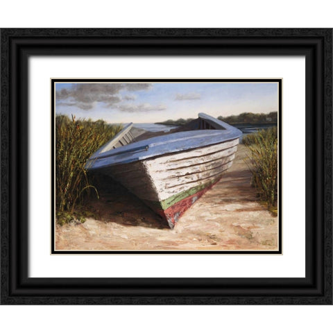 Montauk Skiff Black Ornate Wood Framed Art Print with Double Matting by Soderlund, Karl