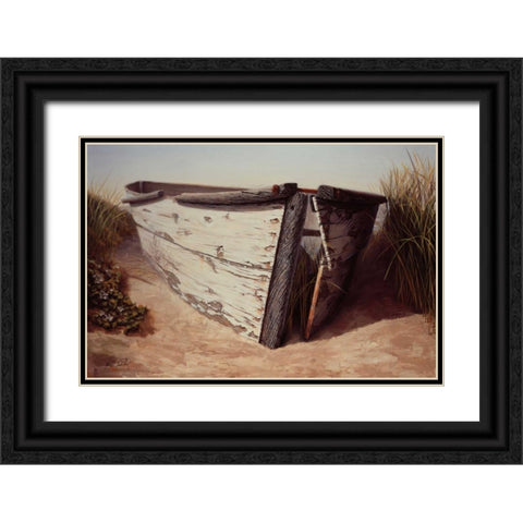 White Boat II Black Ornate Wood Framed Art Print with Double Matting by Soderlund, Karl
