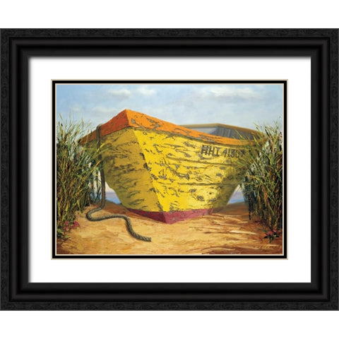 Yellow and Orange Rowboat Black Ornate Wood Framed Art Print with Double Matting by Soderlund, Karl