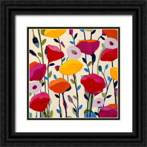 Bursting Poppies Black Ornate Wood Framed Art Print with Double Matting by Schmitt, Carrie