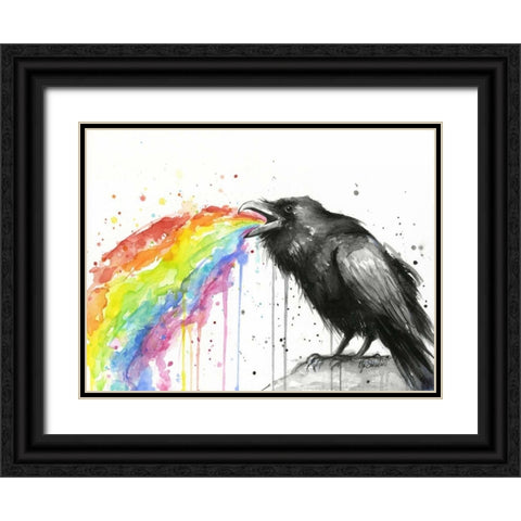 Raven Tastes the Rainbow Black Ornate Wood Framed Art Print with Double Matting by Shvartsur, Olga