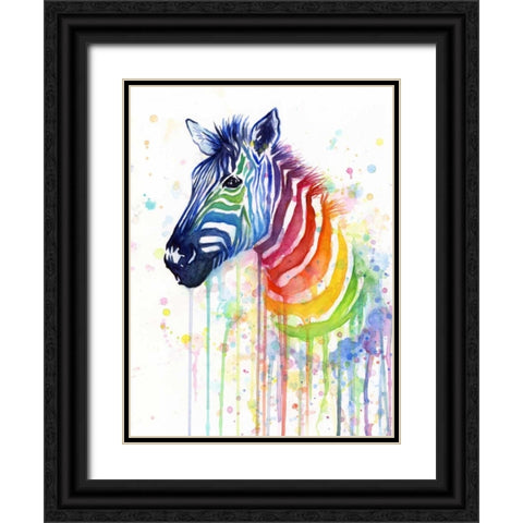 Rainbow Zebra Black Ornate Wood Framed Art Print with Double Matting by Shvartsur, Olga