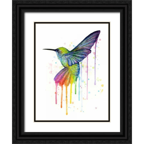 Rainbow Hummingbird Black Ornate Wood Framed Art Print with Double Matting by Shvartsur, Olga