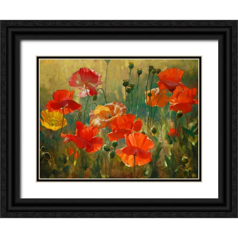 Poppy Fields Black Ornate Wood Framed Art Print with Double Matting by Styles, Emma