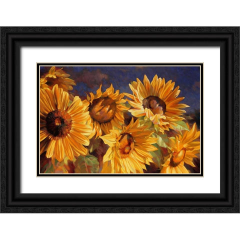 Sunflower Black Ornate Wood Framed Art Print with Double Matting by Styles, Emma