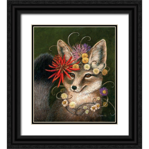 Kit Fox in Coral Black Ornate Wood Framed Art Print with Double Matting by Schmitz, Carolyn