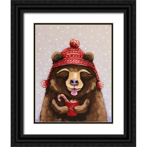 Hot Chocolate Bear Black Ornate Wood Framed Art Print with Double Matting by Stewart, Lucia