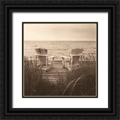 Beach Chairs Black Ornate Wood Framed Art Print with Double Matting by Triebert, Christine