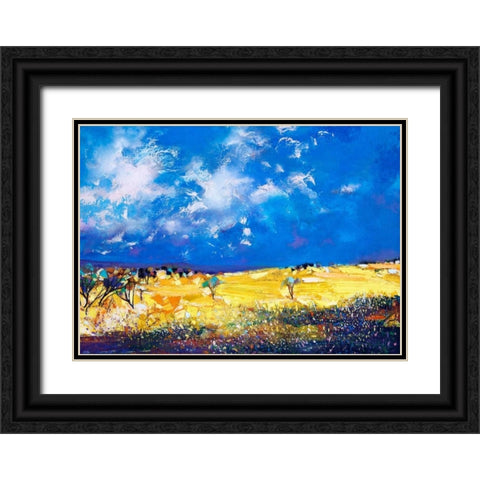 Canola Flowers Black Ornate Wood Framed Art Print with Double Matting by Turton, John