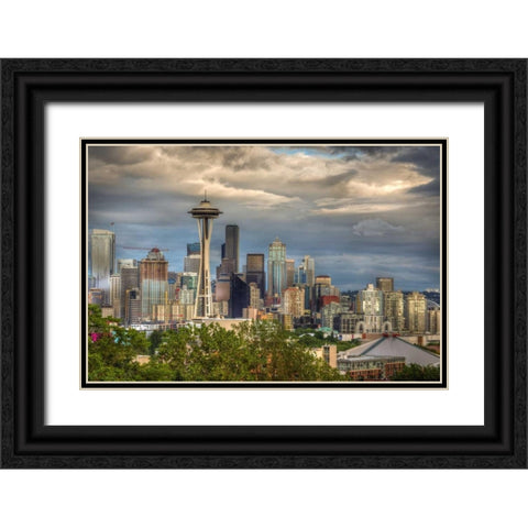 Seattle Black Ornate Wood Framed Art Print with Double Matting by Taite, Larry J.