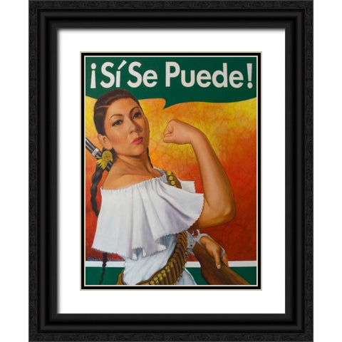 Rosita - Si Se Puede Black Ornate Wood Framed Art Print with Double Matting by Valadez, Robert