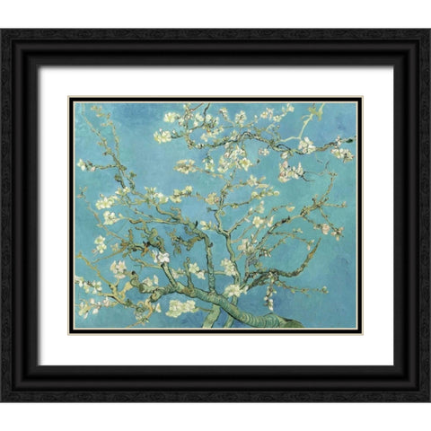 Almond Blossoms 1890 Black Ornate Wood Framed Art Print with Double Matting by Van Gogh, Vincent