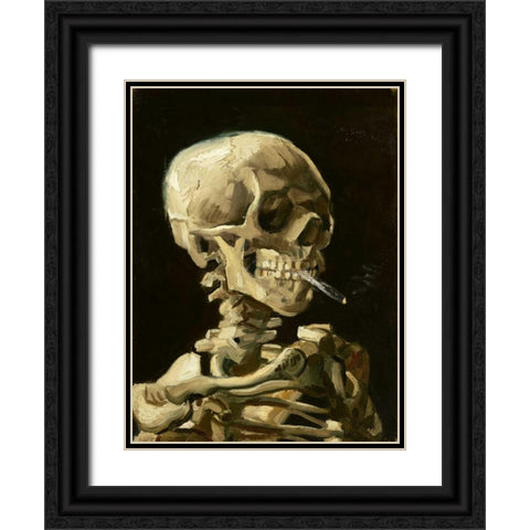 Skull with Burning Cigarette Black Ornate Wood Framed Art Print with Double Matting by Van Gogh, Vincent