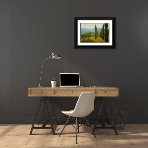 Cypress Shadows Black Ornate Wood Framed Art Print with Double Matting by Van de Goor, Lars