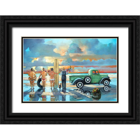 Sundowner Black Ornate Wood Framed Art Print with Double Matting by West, Ronald