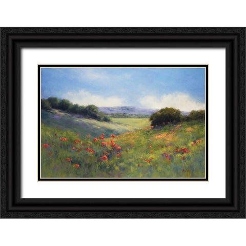 Poppies with a View Black Ornate Wood Framed Art Print with Double Matting by Weil, Alice