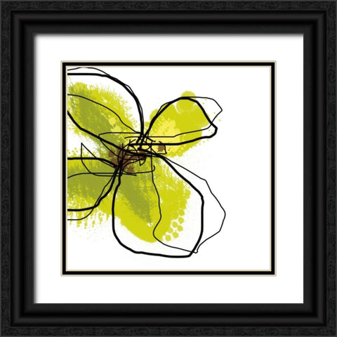 Green Petals Black Ornate Wood Framed Art Print with Double Matting by Weiss, Jan