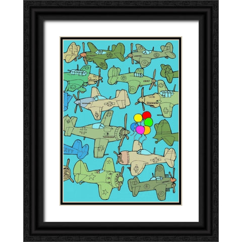 Odd Ones - Balloons Black Ornate Wood Framed Art Print with Double Matting by Wilson, Duncan