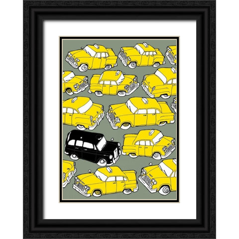 Odd Ones - Black Cab Black Ornate Wood Framed Art Print with Double Matting by Wilson, Duncan