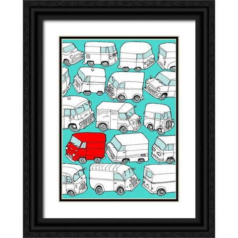 Odd Ones - Red Van Black Ornate Wood Framed Art Print with Double Matting by Wilson, Duncan