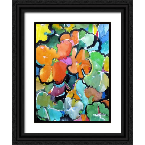 Nasturtiums Black Ornate Wood Framed Art Print with Double Matting by Weil, Emily