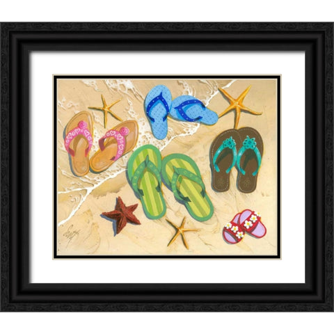 Flip Flop Family Black Ornate Wood Framed Art Print with Double Matting by Westmoreland, Scott