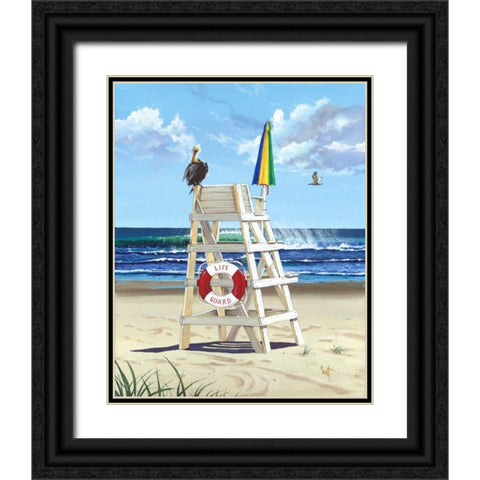 Pelican Perch Black Ornate Wood Framed Art Print with Double Matting by Westmoreland, Scott