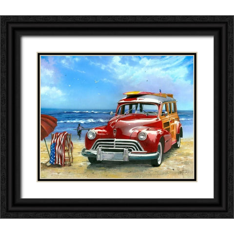 Surfinâ€™ USA Black Ornate Wood Framed Art Print with Double Matting by Westmoreland, Scott