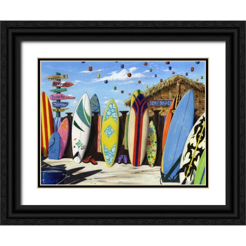 Surf Shack Black Ornate Wood Framed Art Print with Double Matting by Westmoreland, Scott