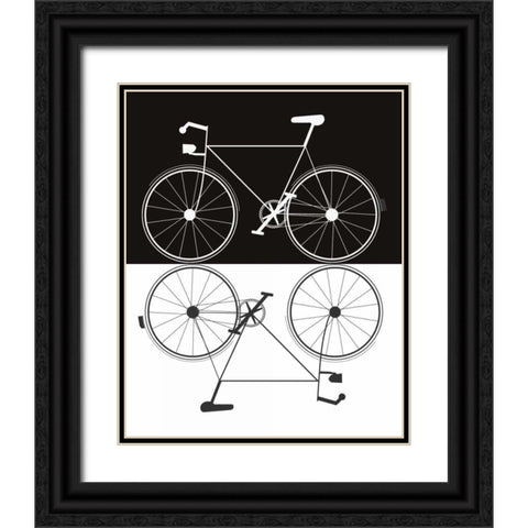 Two Bikes Black Ornate Wood Framed Art Print with Double Matting by Weiss, Jan