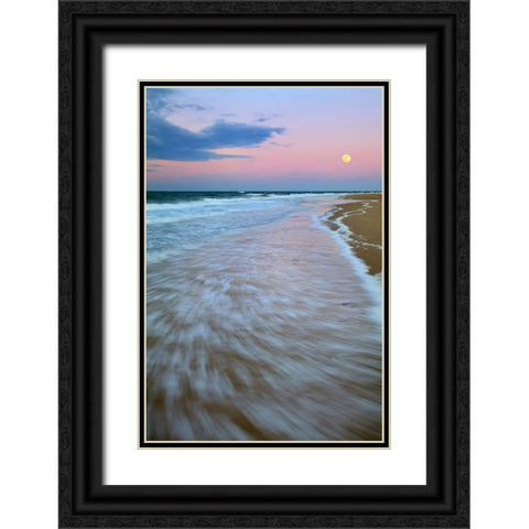Cape Cod Moonset Black Ornate Wood Framed Art Print with Double Matting by Zephyr, Patrick