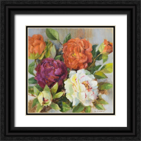 Fresh Cut Peonies Black Ornate Wood Framed Art Print with Double Matting by Loreth, Lanie