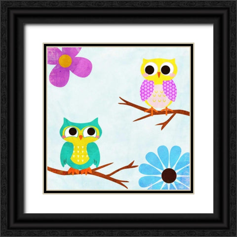 Cozy Owls II Black Ornate Wood Framed Art Print with Double Matting by SD Graphics Studio