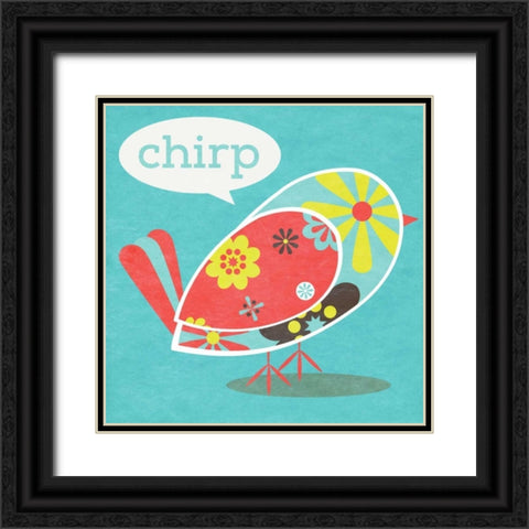 Bird Floral Pattern II Black Ornate Wood Framed Art Print with Double Matting by SD Graphics Studio