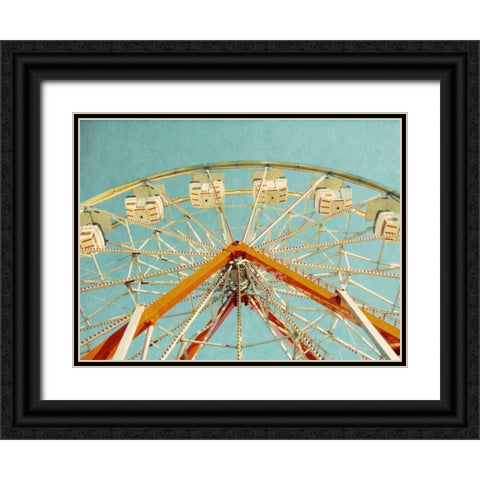 Red Ferris Wheel Black Ornate Wood Framed Art Print with Double Matting by Peck, Gail