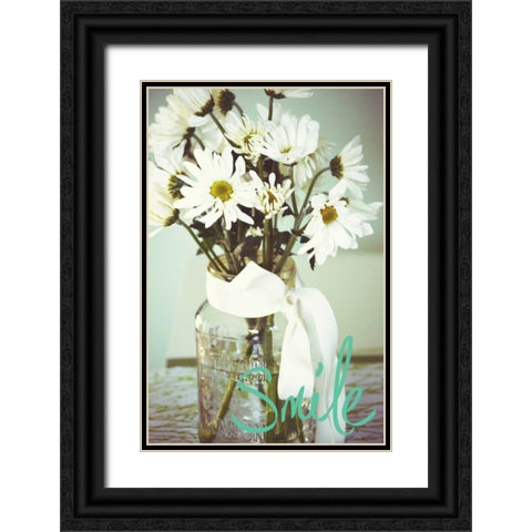 Smile Flowers Black Ornate Wood Framed Art Print with Double Matting by Peck, Gail