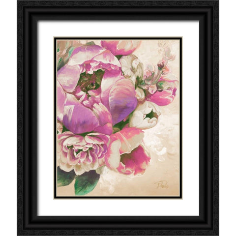 Beautiful Bouquet of Peonies in Pink I Black Ornate Wood Framed Art Print with Double Matting by Pinto, Patricia