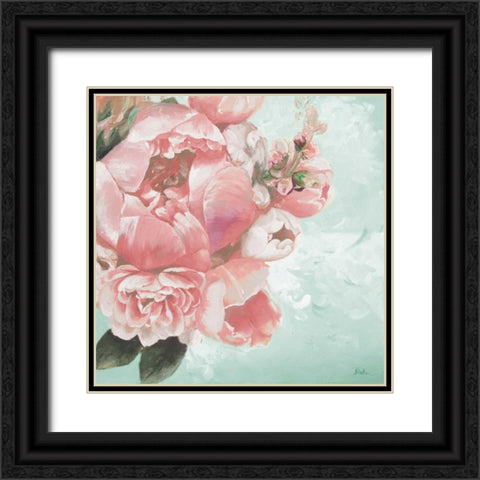 Pink Peonies I Black Ornate Wood Framed Art Print with Double Matting by Pinto, Patricia