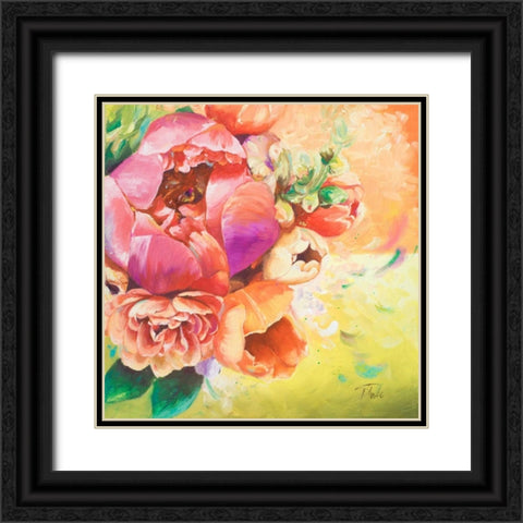 Beautiful Bouquet of Peonies I Black Ornate Wood Framed Art Print with Double Matting by Pinto, Patricia