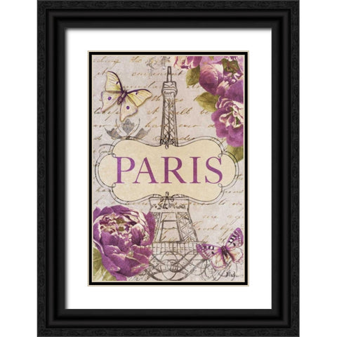 Beautiful Peonies in Paris Black Ornate Wood Framed Art Print with Double Matting by Pinto, Patricia