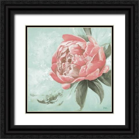 Pink Peonies II Black Ornate Wood Framed Art Print with Double Matting by Pinto, Patricia